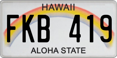 HI license plate FKB419