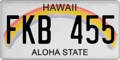 HI license plate FKB455