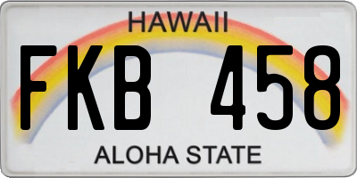 HI license plate FKB458