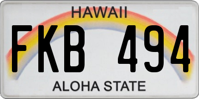 HI license plate FKB494