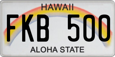 HI license plate FKB500