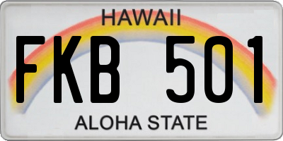 HI license plate FKB501