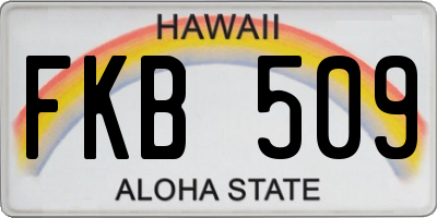 HI license plate FKB509