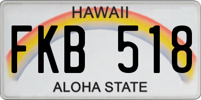 HI license plate FKB518
