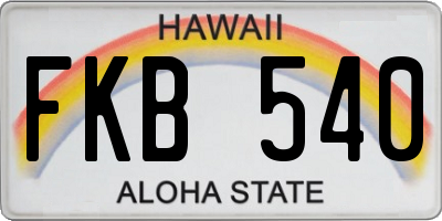 HI license plate FKB540
