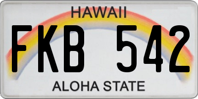 HI license plate FKB542