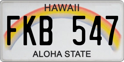 HI license plate FKB547