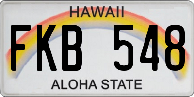 HI license plate FKB548