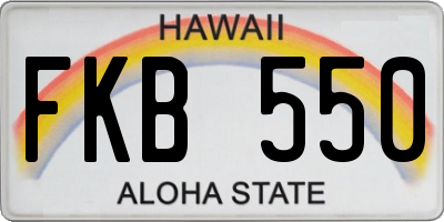 HI license plate FKB550