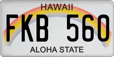 HI license plate FKB560