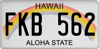 HI license plate FKB562