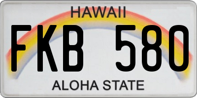 HI license plate FKB580