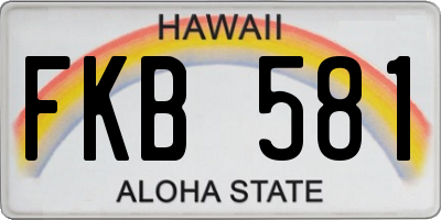 HI license plate FKB581