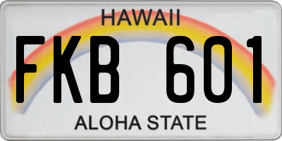 HI license plate FKB601