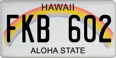 HI license plate FKB602