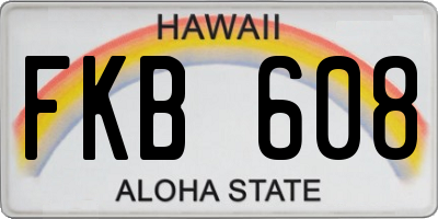 HI license plate FKB608
