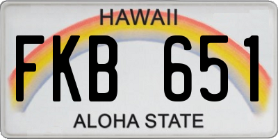 HI license plate FKB651