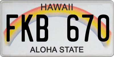 HI license plate FKB670
