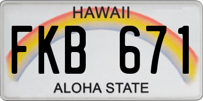 HI license plate FKB671