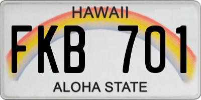 HI license plate FKB701