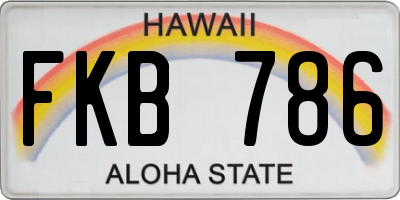 HI license plate FKB786