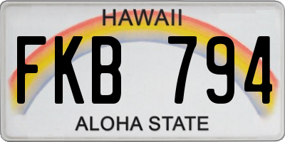 HI license plate FKB794