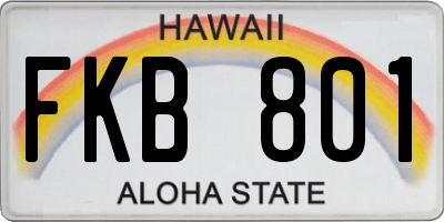 HI license plate FKB801