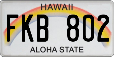 HI license plate FKB802
