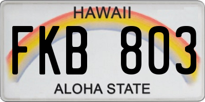 HI license plate FKB803