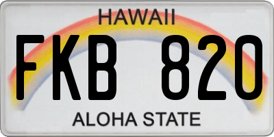 HI license plate FKB820