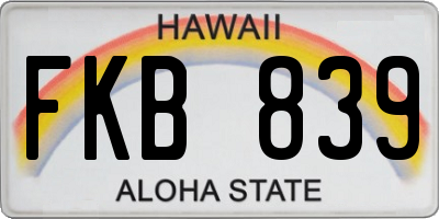 HI license plate FKB839