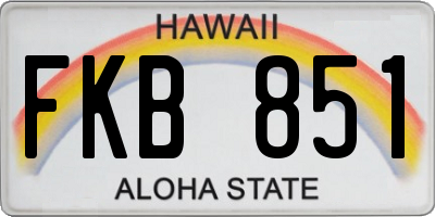 HI license plate FKB851