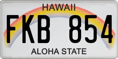 HI license plate FKB854