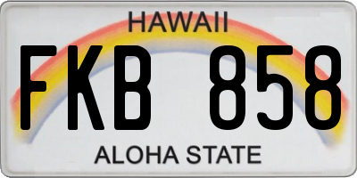 HI license plate FKB858