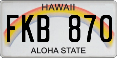 HI license plate FKB870