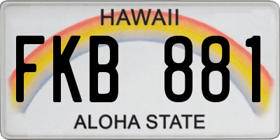 HI license plate FKB881