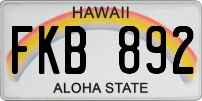 HI license plate FKB892