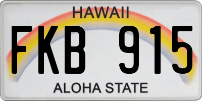 HI license plate FKB915