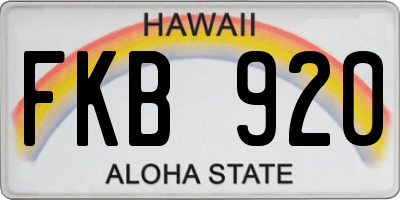 HI license plate FKB920