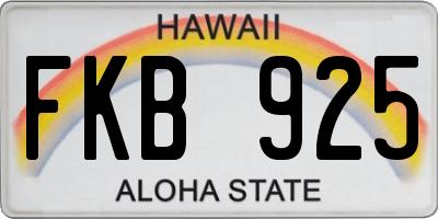 HI license plate FKB925