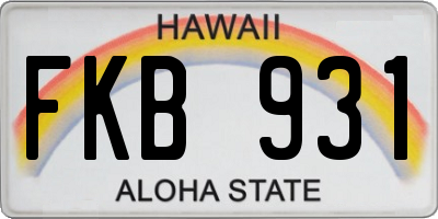 HI license plate FKB931