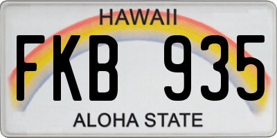 HI license plate FKB935