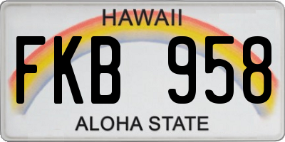 HI license plate FKB958
