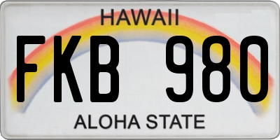 HI license plate FKB980