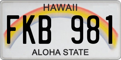 HI license plate FKB981