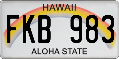 HI license plate FKB983