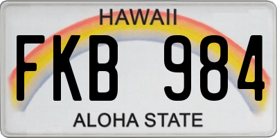 HI license plate FKB984