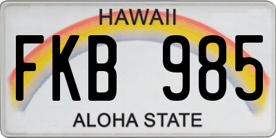 HI license plate FKB985