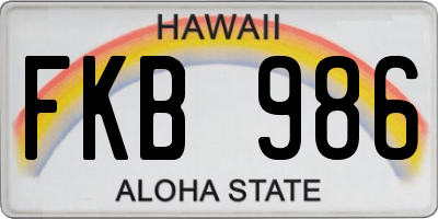 HI license plate FKB986