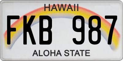 HI license plate FKB987